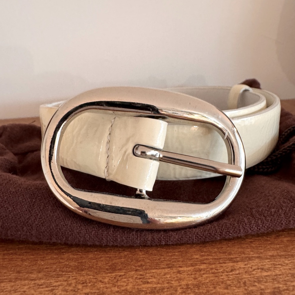 Arbo white patient leather belt